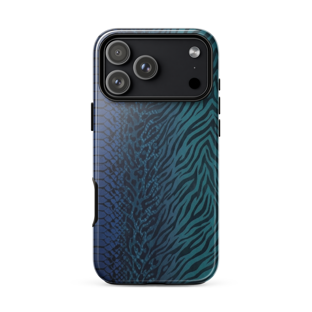 Blue & Teal Snake Skin Zebra & Leopard Print Tough Case for iPhone®