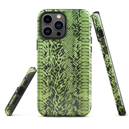 Green Snake Skin & Leopard Print Tough Case for iPhone®