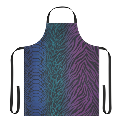 Blue & Purple Snake Skin Zebra & Leopard Print Strap Apron