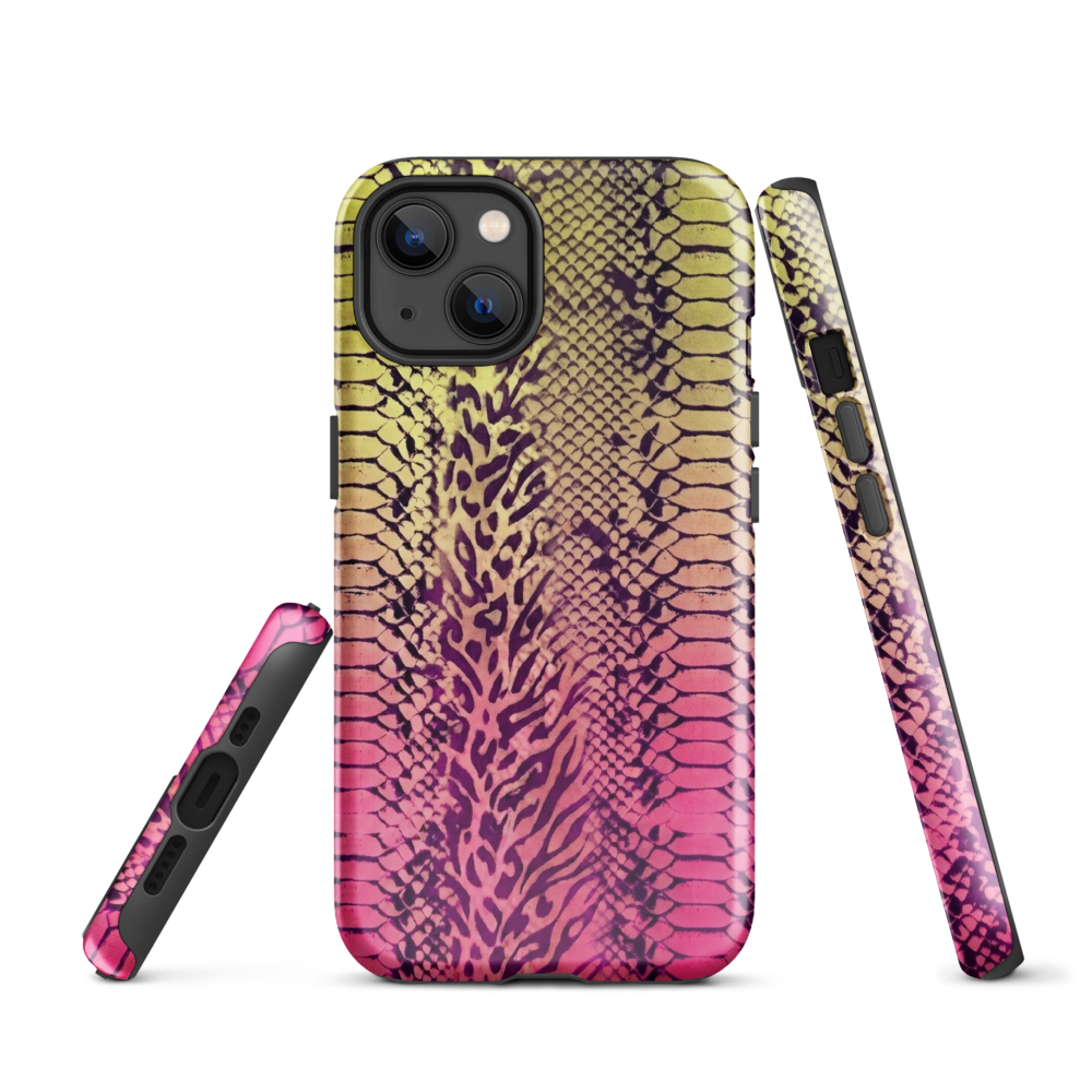 Yellow & Pink Snake Skin & Leopard Print Tough Case for iPhone®