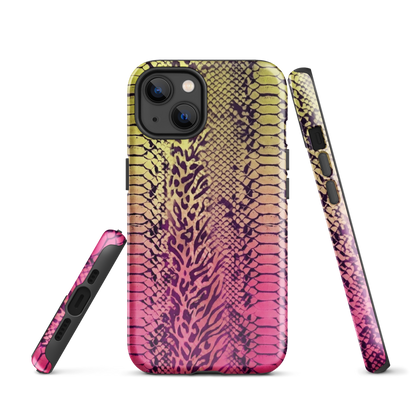 Yellow & Pink Snake Skin & Leopard Print Tough Case for iPhone®