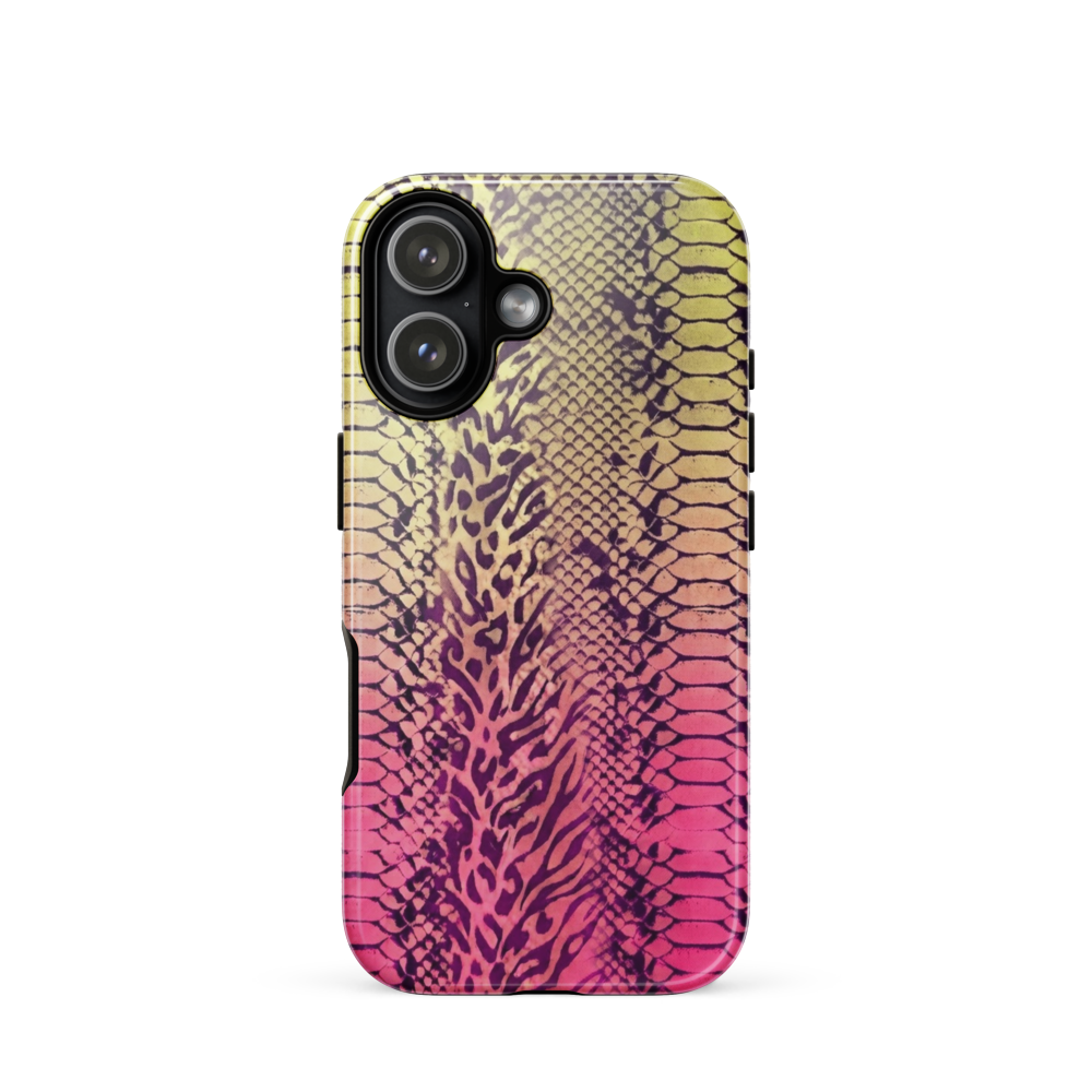 Yellow & Pink Snake Skin & Leopard Print Tough Case for iPhone®