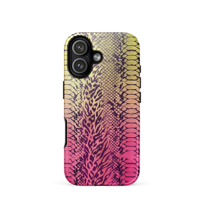 Yellow & Pink Snake Skin & Leopard Print Tough Case for iPhone®