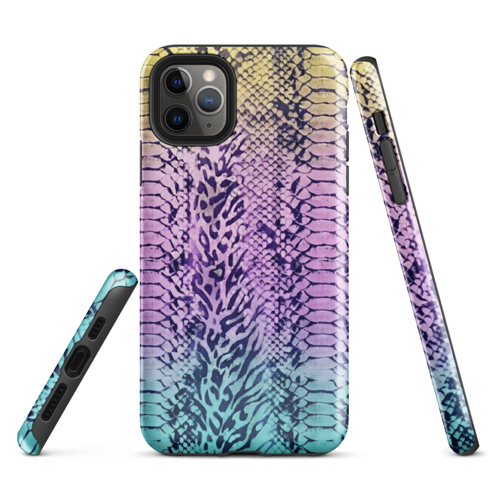 Faded Rainbow Snake Skin Zebra & Leopard Print Tough Case for iPhone®