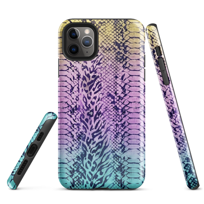 Faded Rainbow Snake Skin Zebra & Leopard Print Tough Case for iPhone®