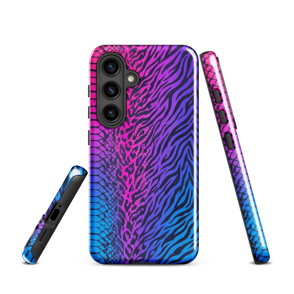 Hot Pink & Blue Snake Skin Zebra & Leopard Print Tough Case for Samsung