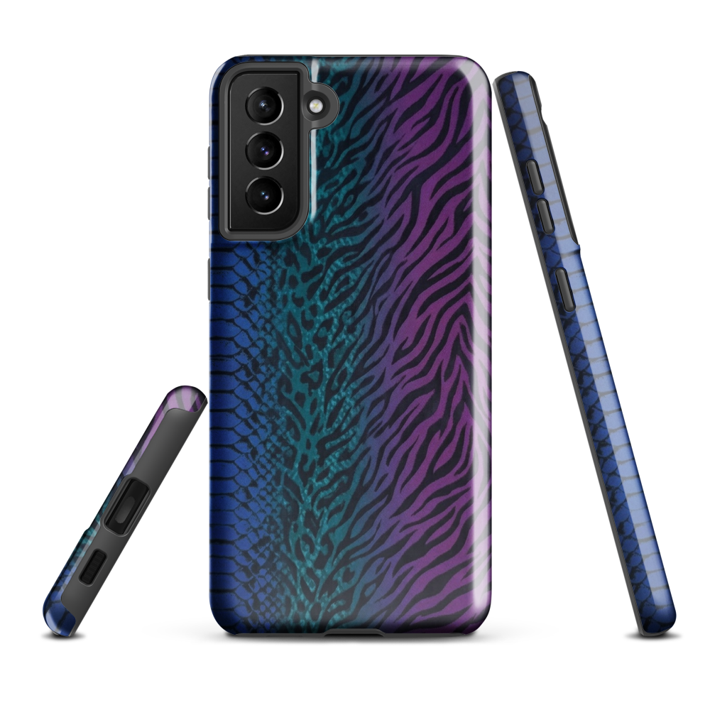 Blue to Purple Dark Snake Zebra & Leopard Print Tough Case for Samsung