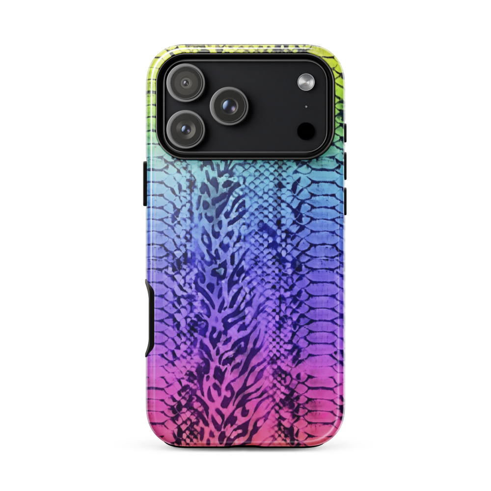 Neon Rainbow Snake Skin & Leopard Print Tough Case for iPhone®