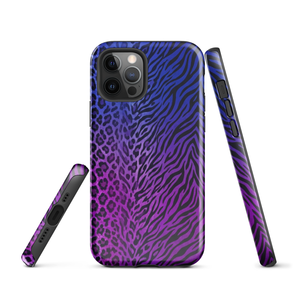 Purple to Blue Zebra & Leopard Print Tough Case for iPhone®