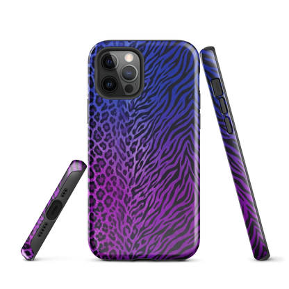 Purple to Blue Zebra & Leopard Print Tough Case for iPhone®