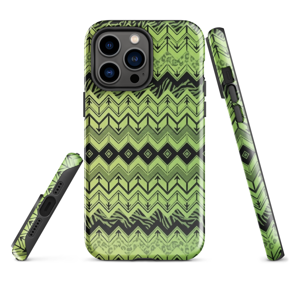 Lime Green Chevron Zebra & Leopard Print Tough Case for iPhone®