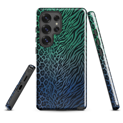 Blue to Teal Zebra & Leopard Print Tough Case for Samsung