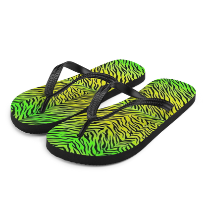 Neon Yellow and Green Zebra Print Sublimation Flip Flops