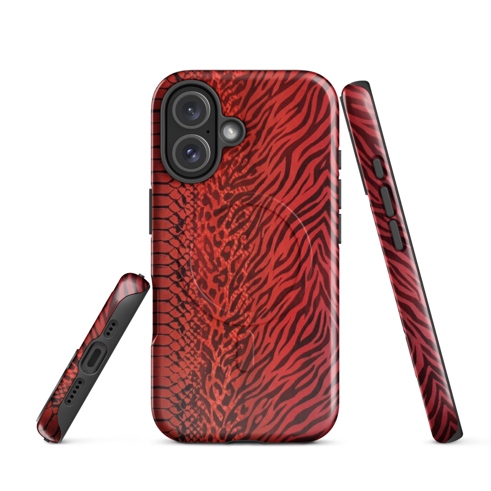 Red Zebra Snake & Leopard Print MagSafe Tough Case for iPhone®