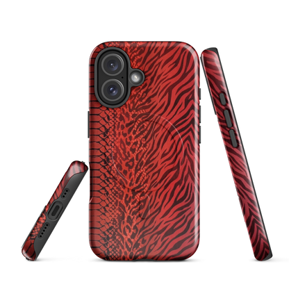 Red Zebra Snake & Leopard Print MagSafe Tough Case for iPhone®