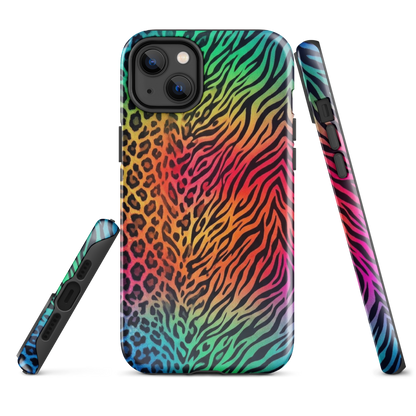 Vibrant Rainbow Zebra & Leopard Print Tough Case for iPhone®