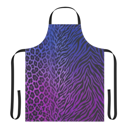 Blue to Purple Zebra & Leopard Print Strap Apron