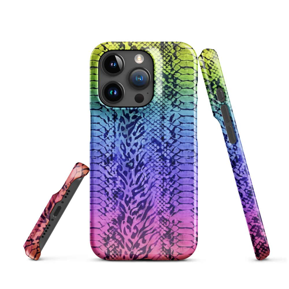 Neon Rainbow Snake Skin & Leopard Print Snap Case for iPhone