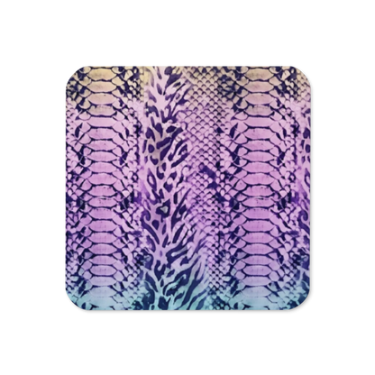 Faded Rainbow Snake Skin & Leopard Print Cork-Back Coaster