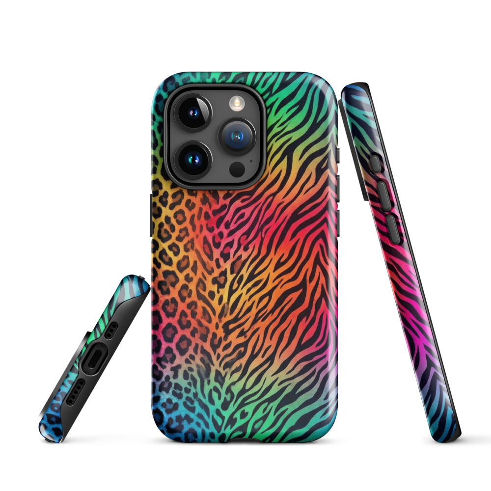 Vibrant Rainbow Zebra & Leopard Print Tough Case for iPhone®