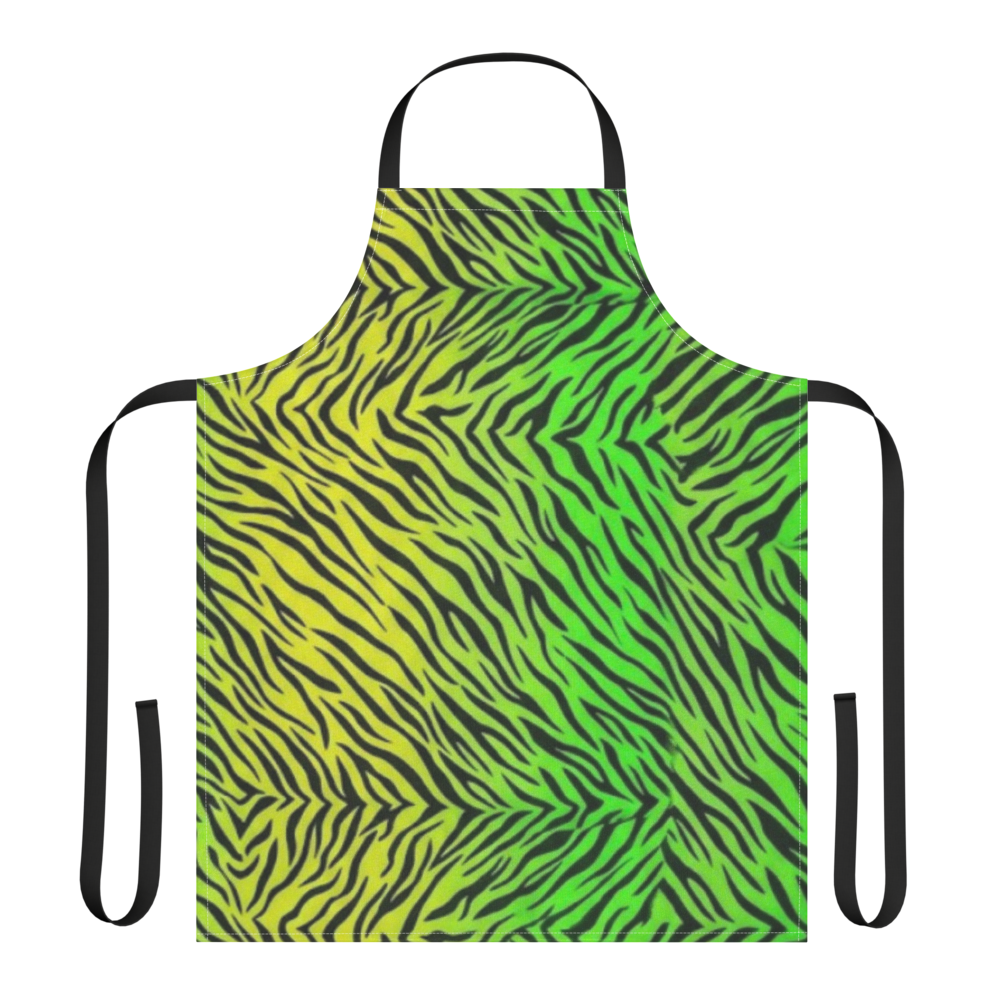 Neon Green and Yellow Zebra Print Strap Apron