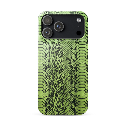 Green Snake Leopard & Zebra Print Snap Case for iPhone