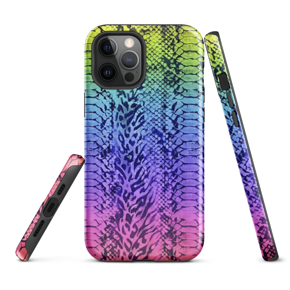 Neon Rainbow Snake Skin & Leopard Print Tough Case for iPhone®