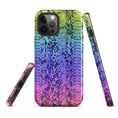 Neon Rainbow Snake Skin & Leopard Print Tough Case for iPhone®