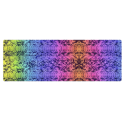 Vibrant Rainbow Snake Skin & Leopard Print Pilates Yoga Mat