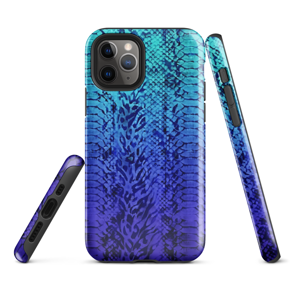 Vibrant Blue Snake & Leopard Print Tough Case for iPhone®