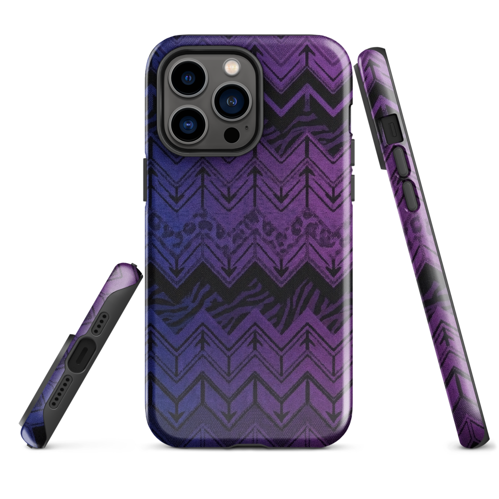 Purple to Blue Chevron Zebra & Leopard Print Tough Case for iPhone®