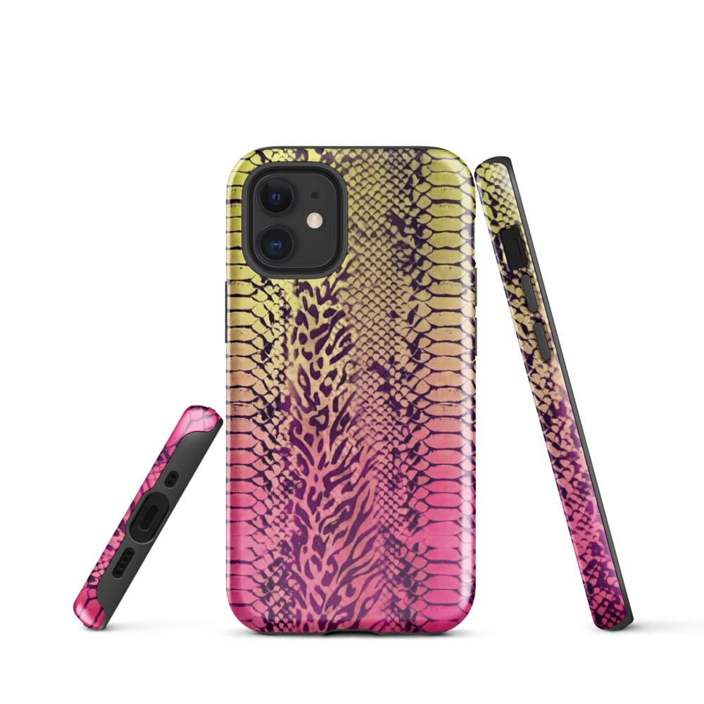 Yellow & Pink Snake Skin & Leopard Print Tough Case for iPhone®