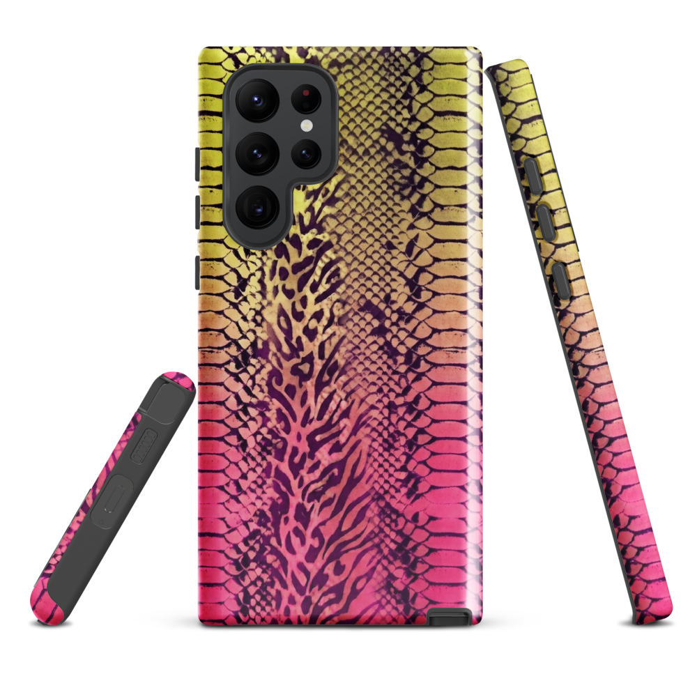 Yellow & Pink Snake Skin & Leopard Print Tough Case for Samsung