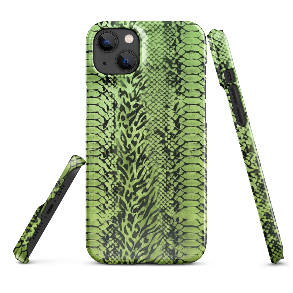 Green Snake Leopard & Zebra Print Snap Case for iPhone