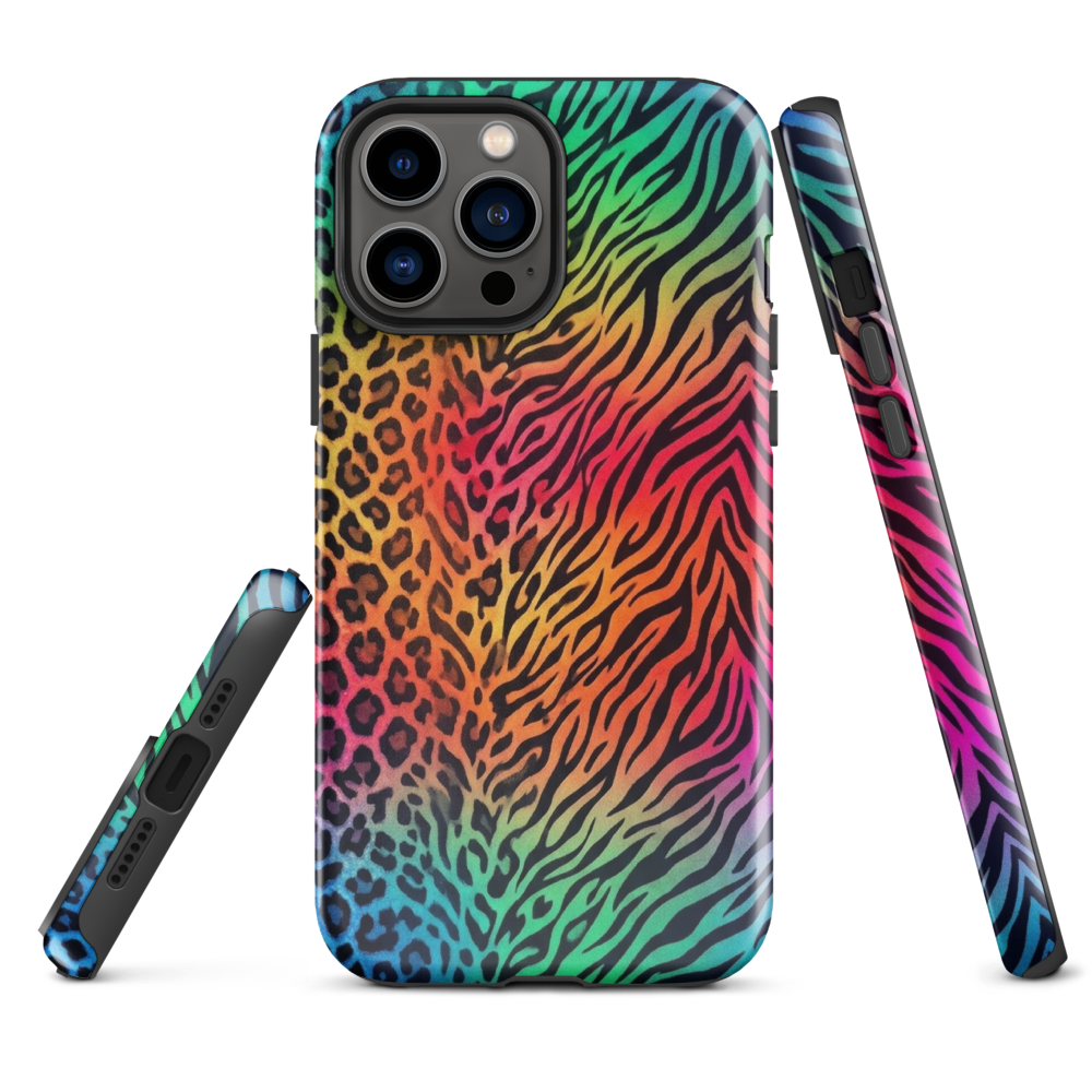 Vibrant Rainbow Zebra & Leopard Print Tough Case for iPhone®