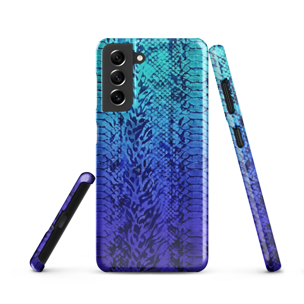 Vibrant Blue Snake & Leopard Print Snap Case for Samsung