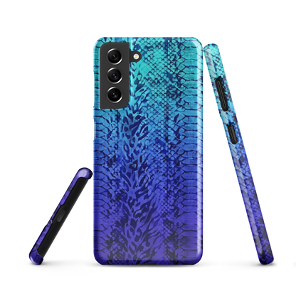 Vibrant Blue Snake & Leopard Print Snap Case for Samsung