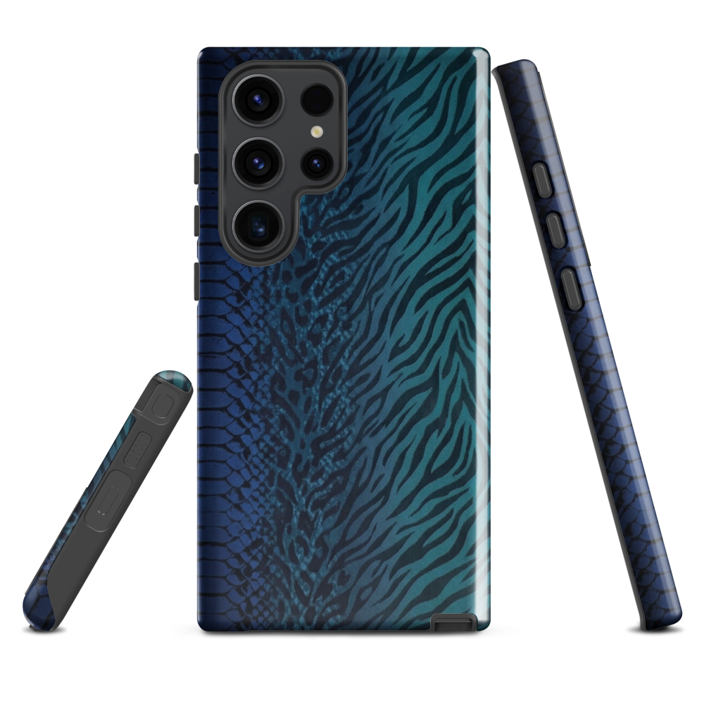 Blue & Teal Snake Skin Zebra & Leopard Print Tough Case for Samsung