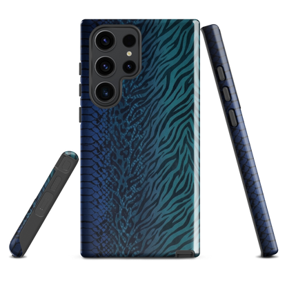 Blue & Teal Snake Skin Zebra & Leopard Print Tough Case for Samsung