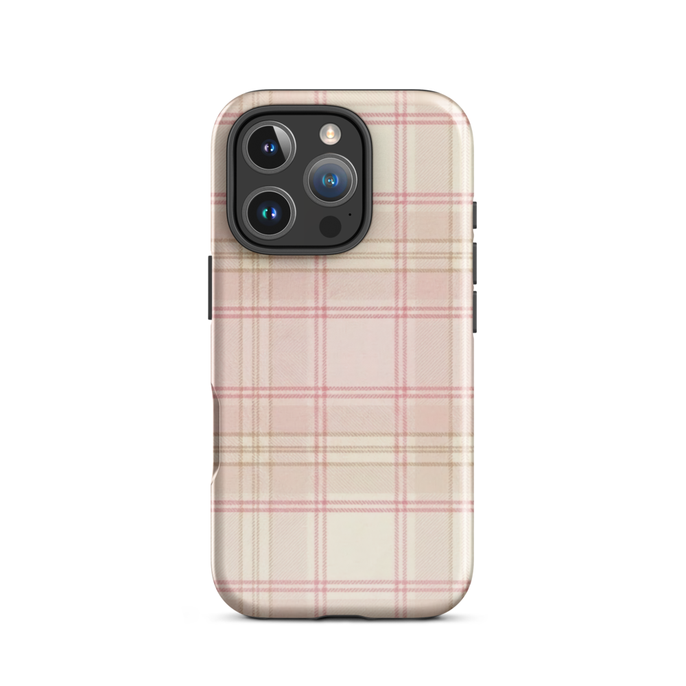 Pink & Cream Plaid Coquette Print Tough Case for iPhone®
