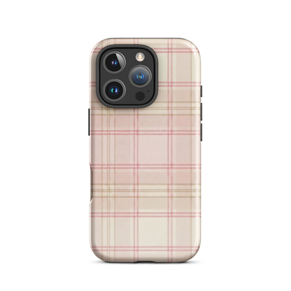 Pink & Cream Plaid Coquette Print Tough Case for iPhone®
