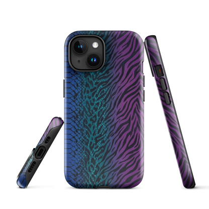 Blue to Purple Dark Snake Zebra & Leopard Print Tough Case for iPhone®