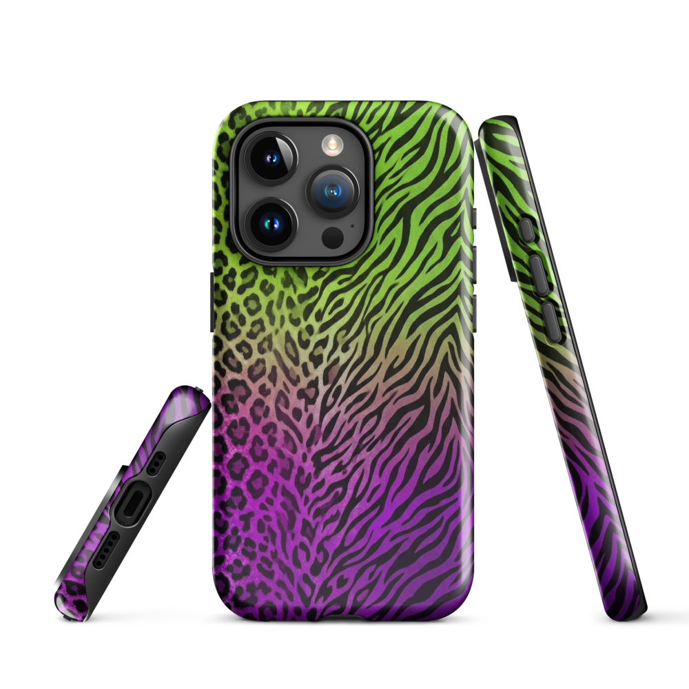 Neon Green & Purple Zebra & Leopard Print Tough Case for iPhone®