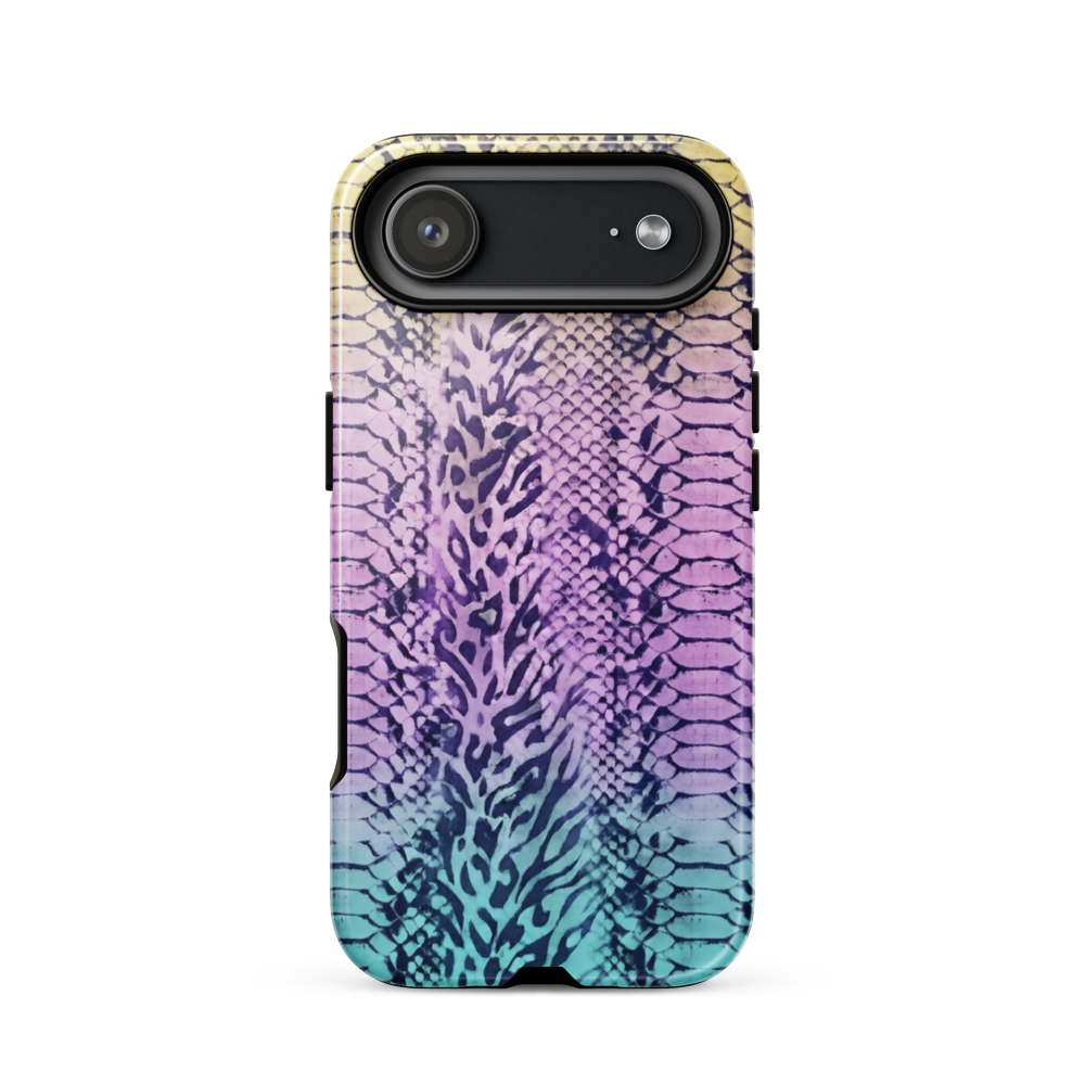 Faded Rainbow Snake Skin Zebra & Leopard Print Tough Case for iPhone®