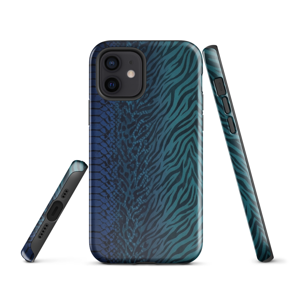Blue & Teal Snake Skin Zebra & Leopard Print Tough Case for iPhone®