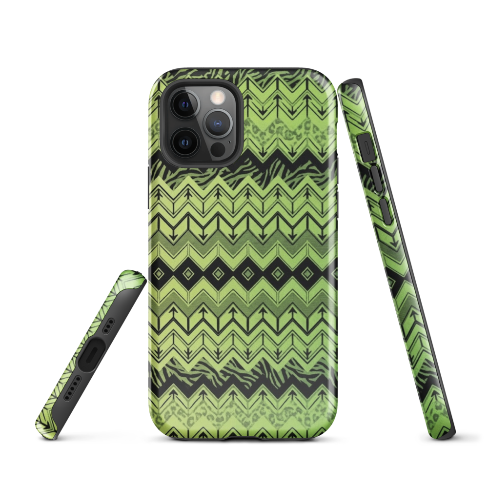 Lime Green Chevron Zebra & Leopard Print Tough Case for iPhone®