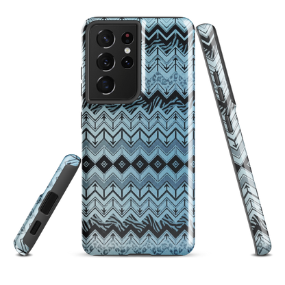 Blue Chevron Pattern Leopard & Zebra Print Tough Case for Samsung