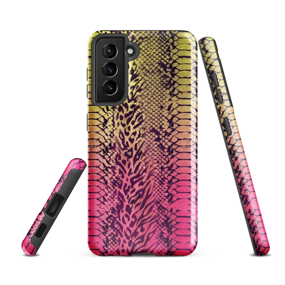Yellow & Pink Snake Skin & Leopard Print Tough Case for Samsung