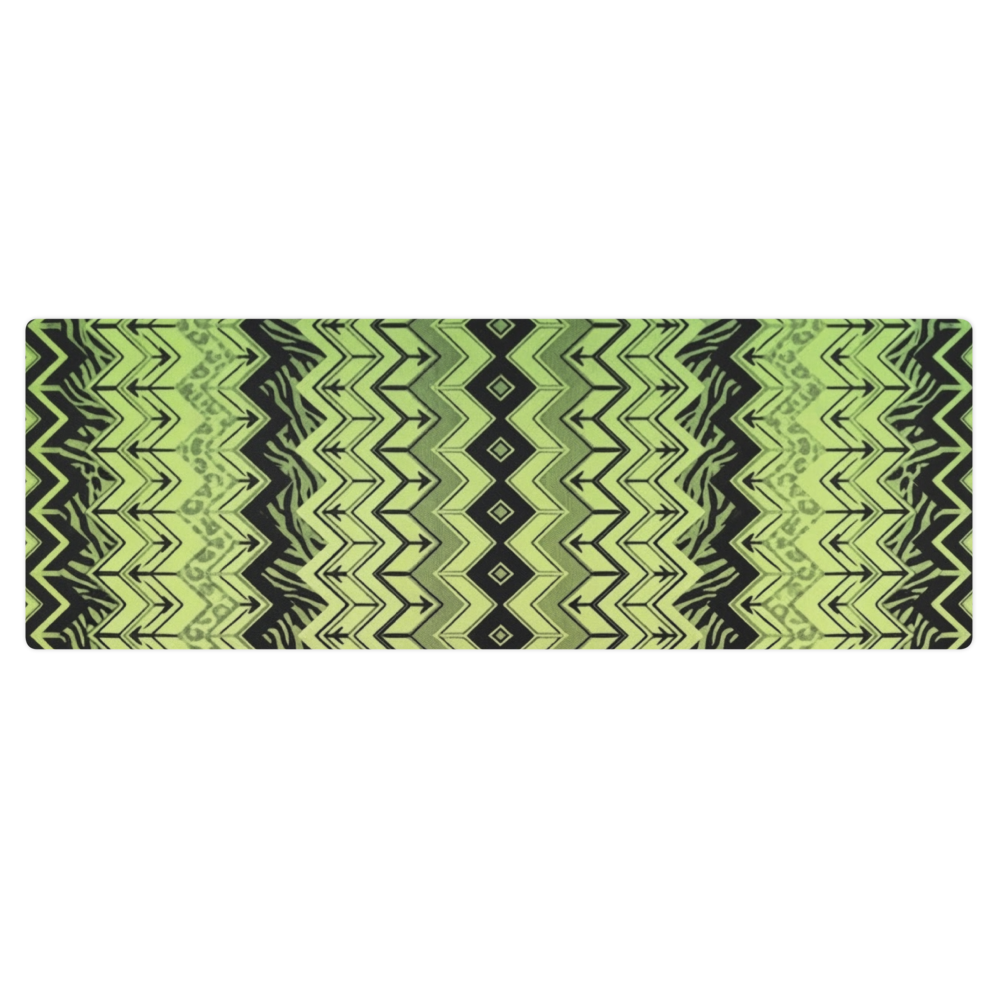 Lime Green & Black Chevron Pattern Zebra & Leopard Print Yoga Mat