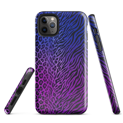 Purple to Blue Zebra & Leopard Print Tough Case for iPhone®